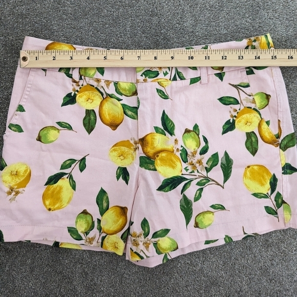 CYNTHIA Rowley yellow lemon print pink base cotton shorts size 4 - Picture 3 of 12
